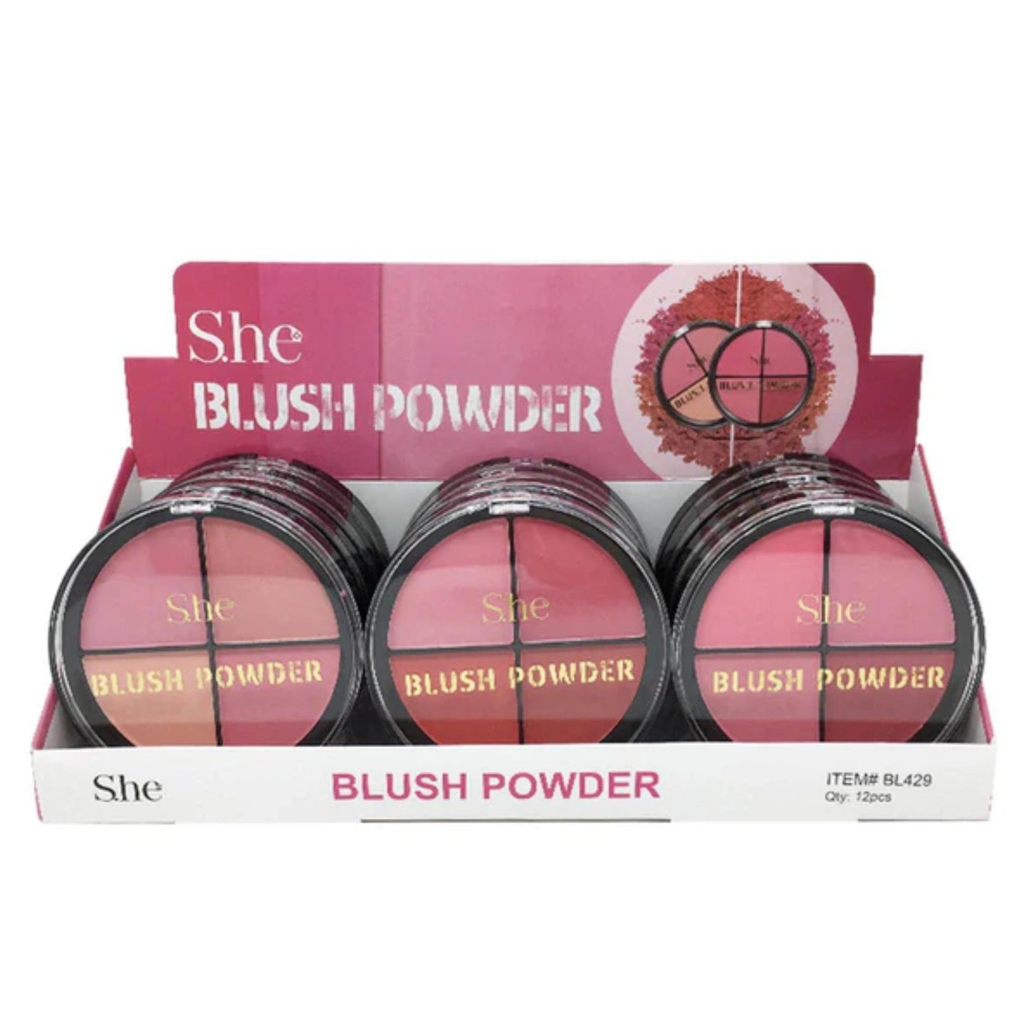 S.HE MAKEUP - BLUSH POWDER. Pack of 3, Different Shades