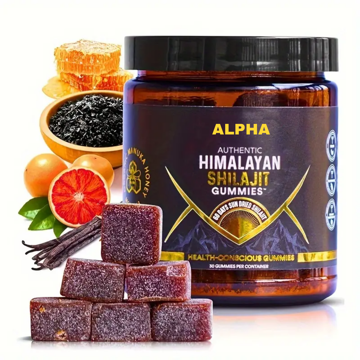 Authentic Shilajit Gummies | Organic Pomegranate & Vanilla Flavored | 30 Gummies