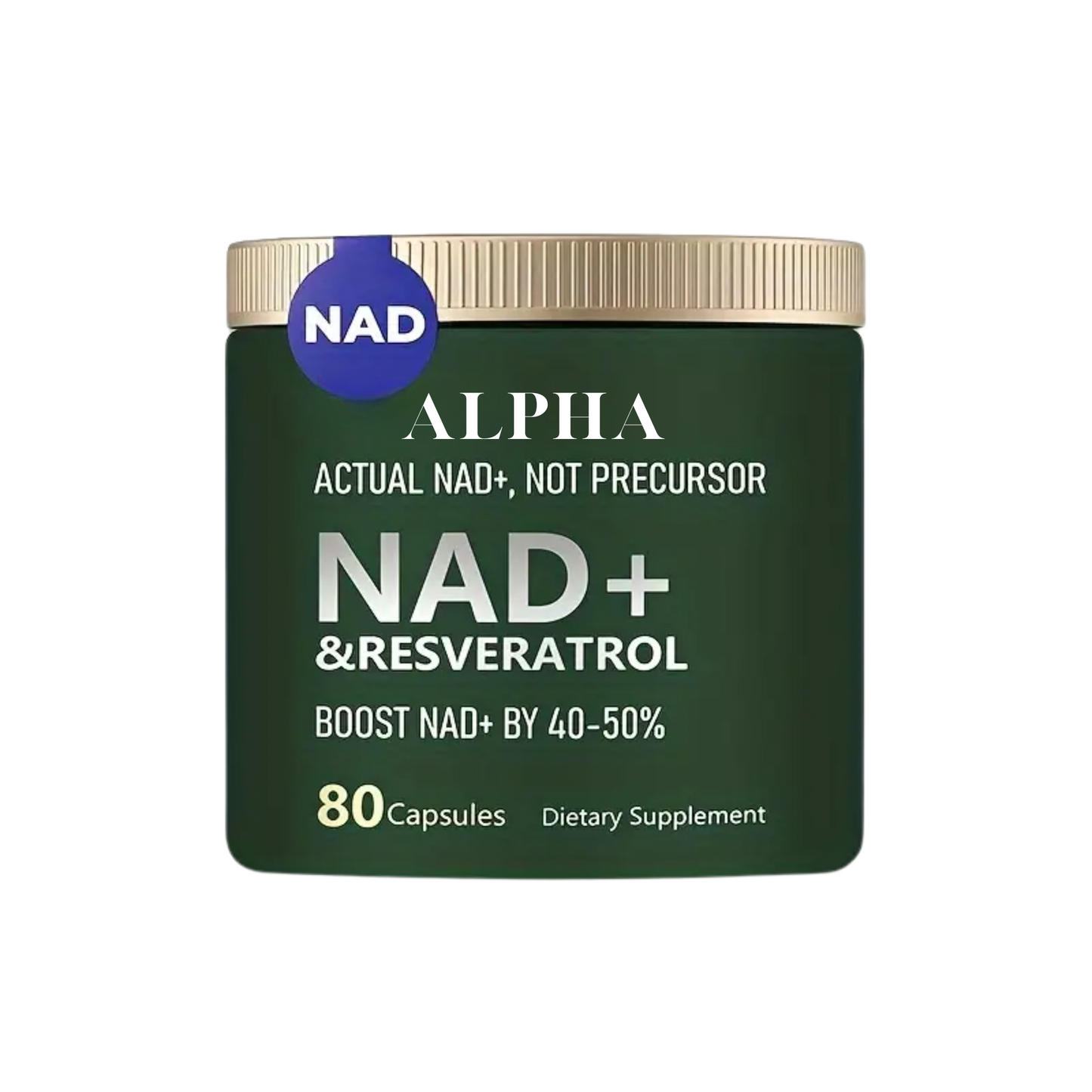 NAD+ & Resveratrol Supplement - Boost NAD+ Levels by 40-50% (80 Capsules)