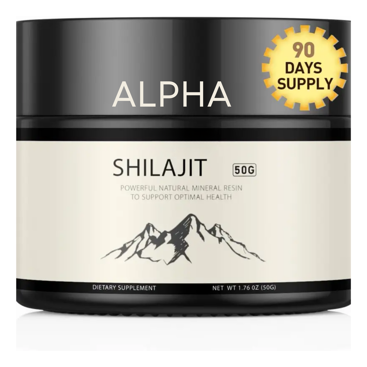 Alpha Himalayan Shilajit Resin - Pure Natural Mineral Complex with 85+ Trace Elements for Energy & Vitality (50g, 90-Day Supply)