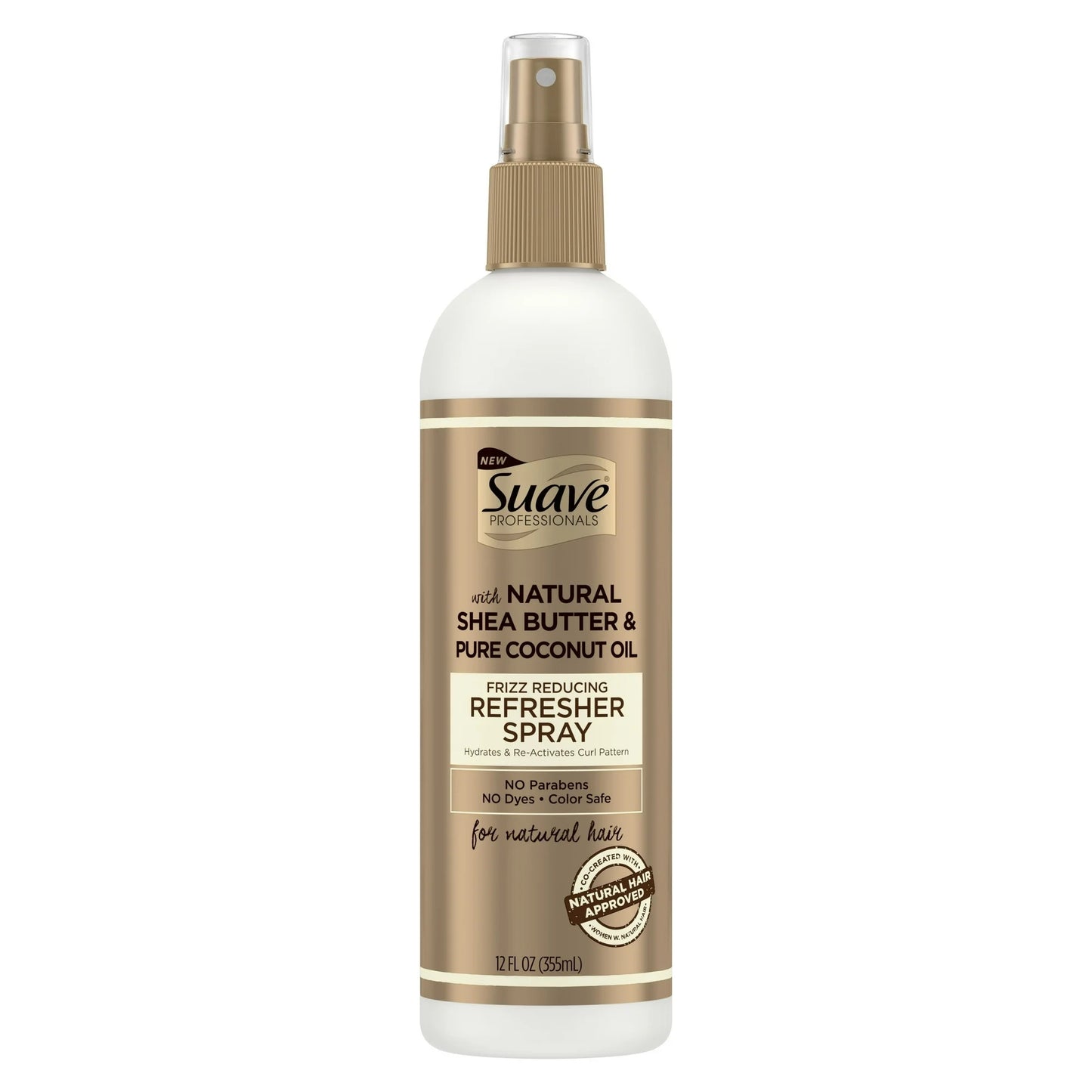 Suave Professionals Frizz Reducing Refresher Spray with Natural Shea Butter & Pure Coconut Oil, 12 fl oz