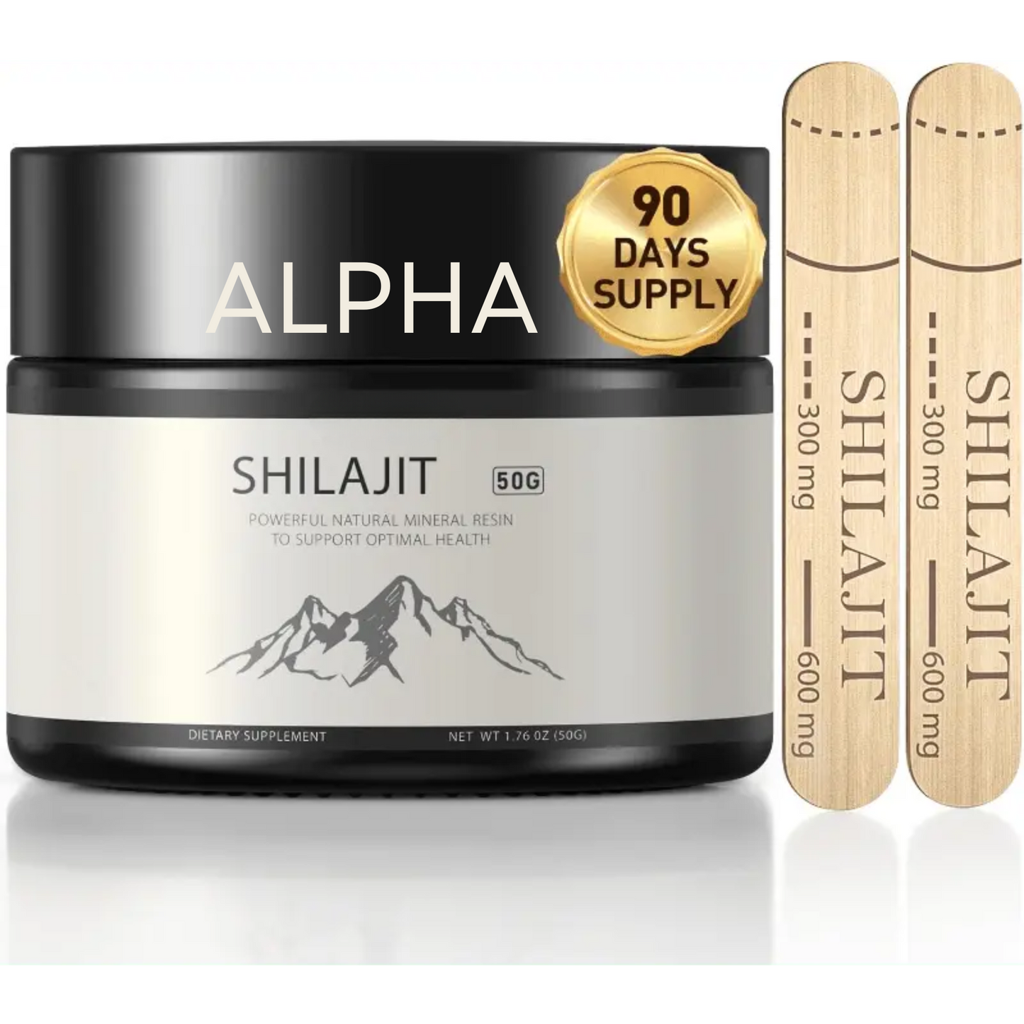 Alpha Himalayan Shilajit Resin - Pure Natural Mineral Complex with 85+ Trace Elements for Energy & Vitality (50g, 90-Day Supply)