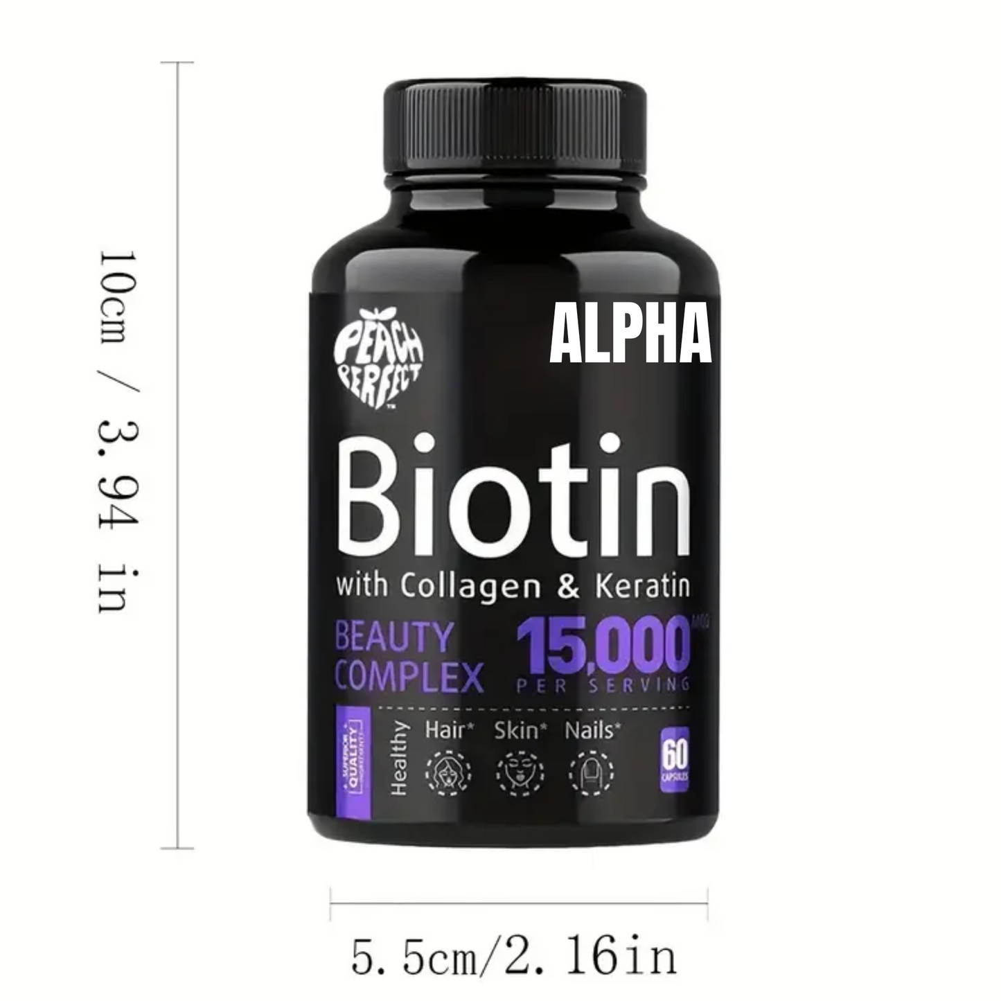 Biotin with Collagen & Keratin - Beauty Complex, 15,000mcg,  Multivitamin For Hair And Nail Nourishment,  60 Capsules/bottle