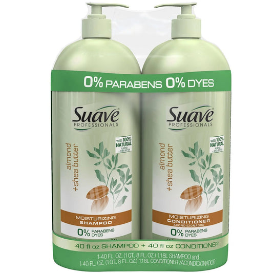 Suave Professionals Almond + Shea Butter Moisturizing Shampoo & Conditioner Set, 40 fl oz Each