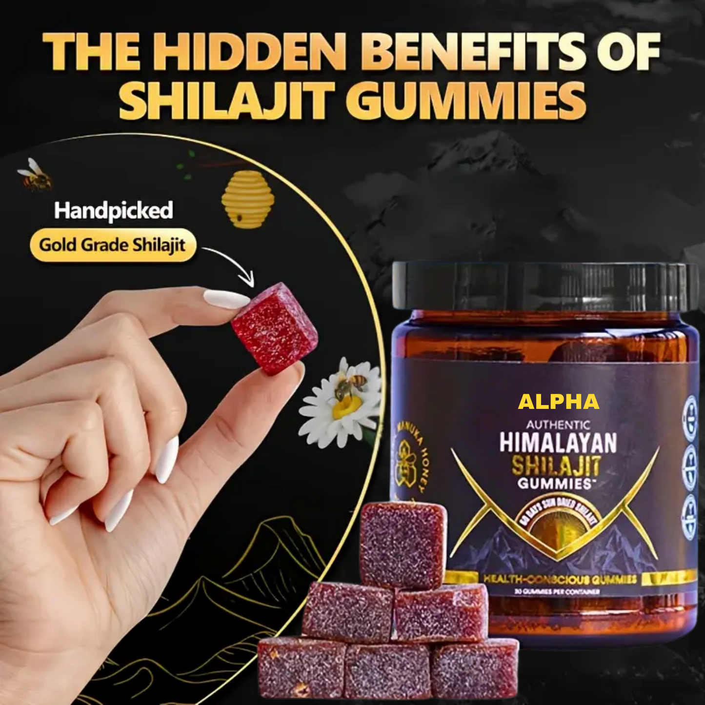 Authentic Shilajit Gummies | Organic Pomegranate & Vanilla Flavored | 30 Gummies