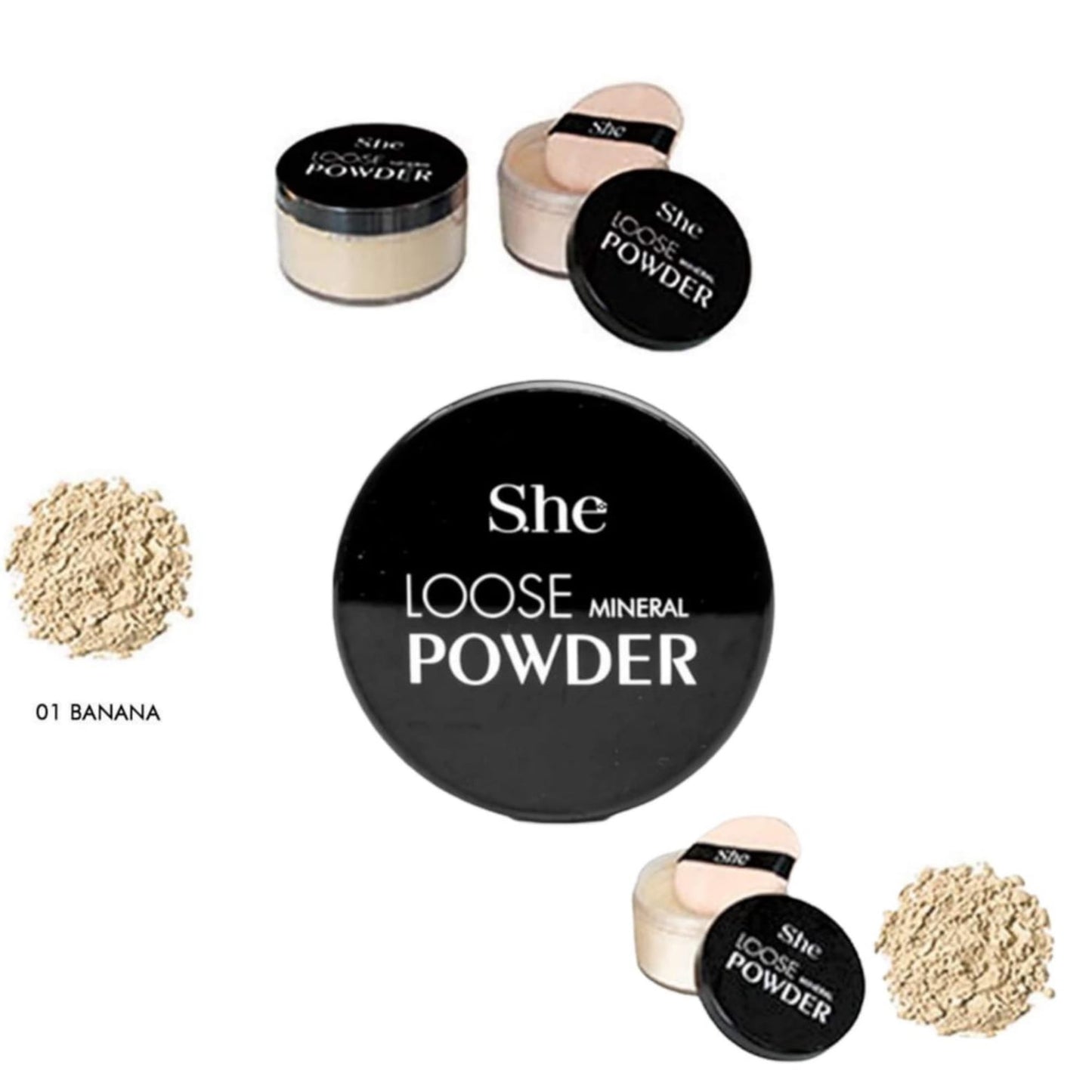 S.HE Makeup loose mineral powder, Pack of 2