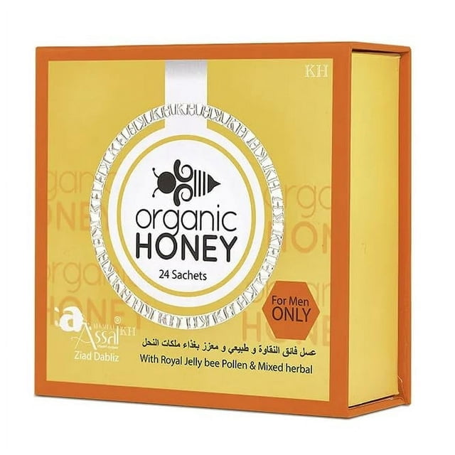 Organic Natural Honey infused with Natural Jelly, Honey Bee Pollen & 100% Mixed Natural Herbs (Large Pack of 24 Sachets 10Gram Each)