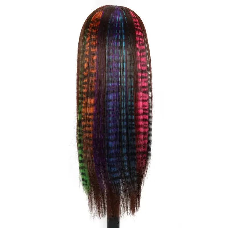 Rainbow Feather Hair Extension - 18-inch Colorful Clip-In Synthetic Hairpiece for Women, Girls, Cosplay Party, and Y2K Style - 1pc synthetic Hair Extension