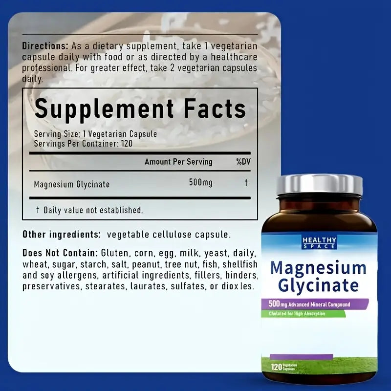 Glycine Magnesium Capsules | Easily Absorbable Chelated State | High Purity Essential Trace Elements, Promote Muscle, Joint, and Digestive System Health