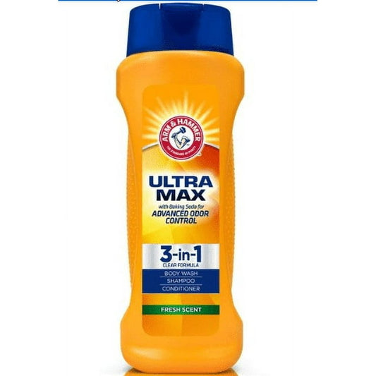Arm & Hammer Ultra Max w/Baking Soda 3 in 1 Bodywash, Shampoo, Conditioner 15 oz (Fresh scent)