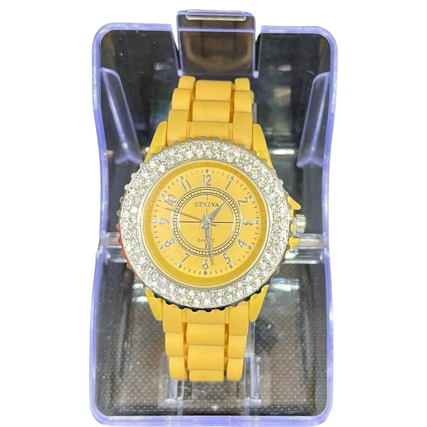 BBG Women's Watch with Silver Lining, Yellow Color, 1 Pc per Pack