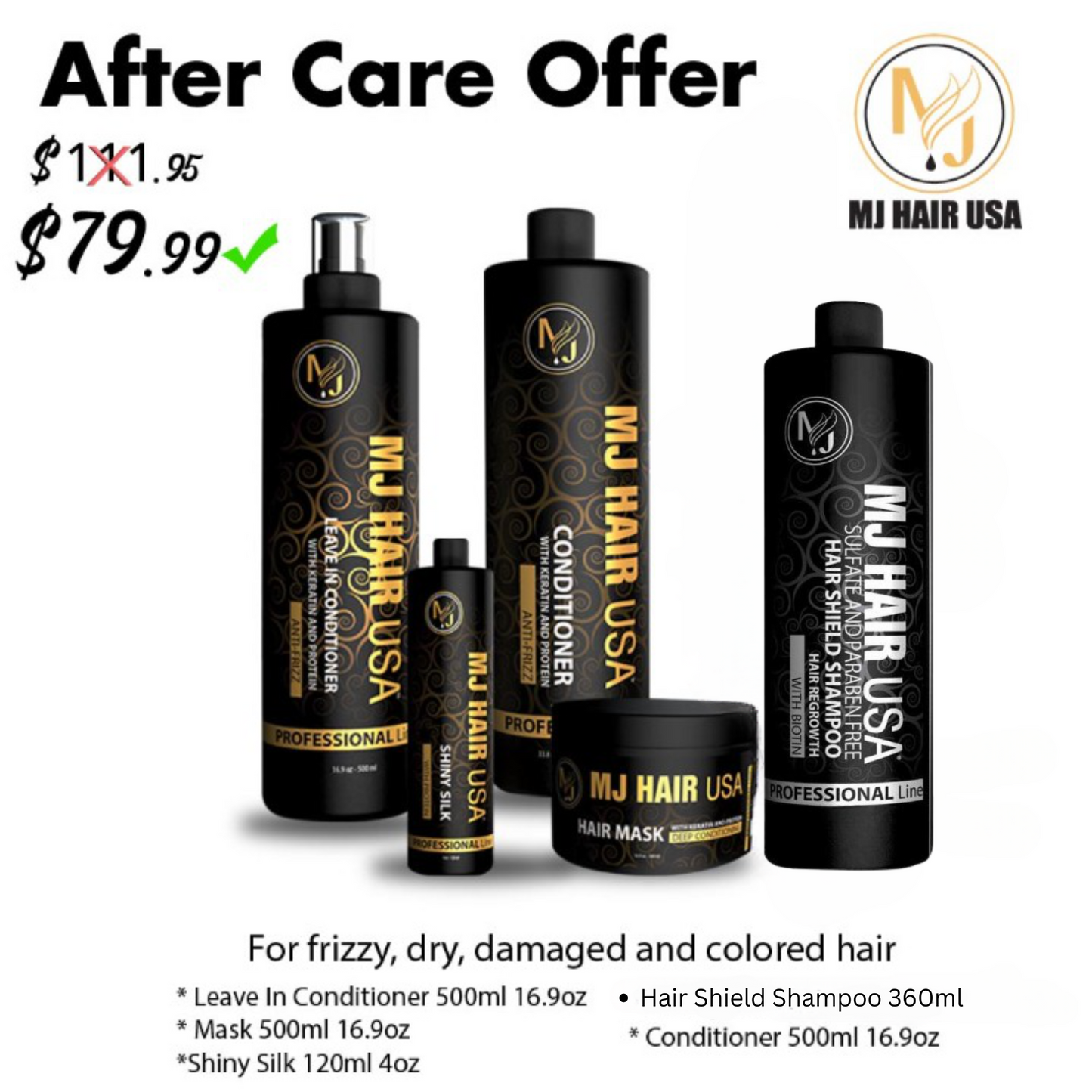 MJ Hair USA | After care Offer | Frizzy Dry Damaged & Colored Hair