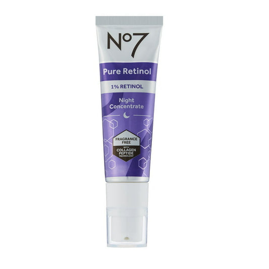 No7 Pure Retinol 1% Night Concentrate Face Cream with Collagen Peptide Technology, 1 fl oz