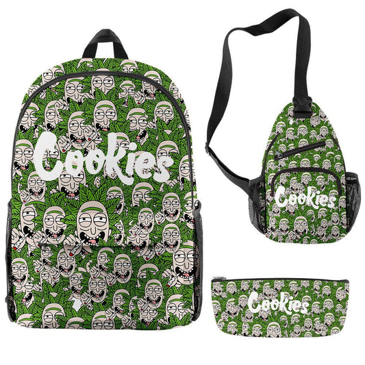 Patterned 'Cookies' 3-Piece Backpack, Sling Bag, and Pencil Case Set