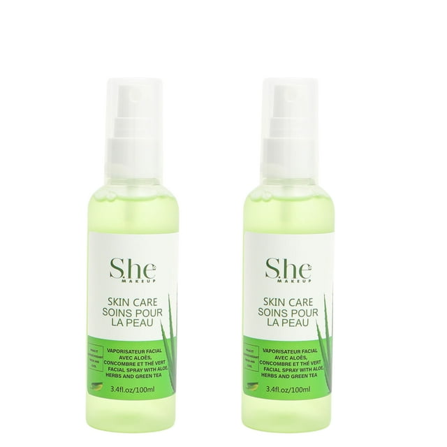 S.HE MAKEUP - FACIAL SPRAY WITH ALOE, CUCUMBER AND GREEN TEA, 2 Pcs per Pack