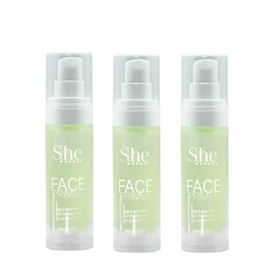 S.HE MAKEUP Face Primer, Light Green, Pack of 3