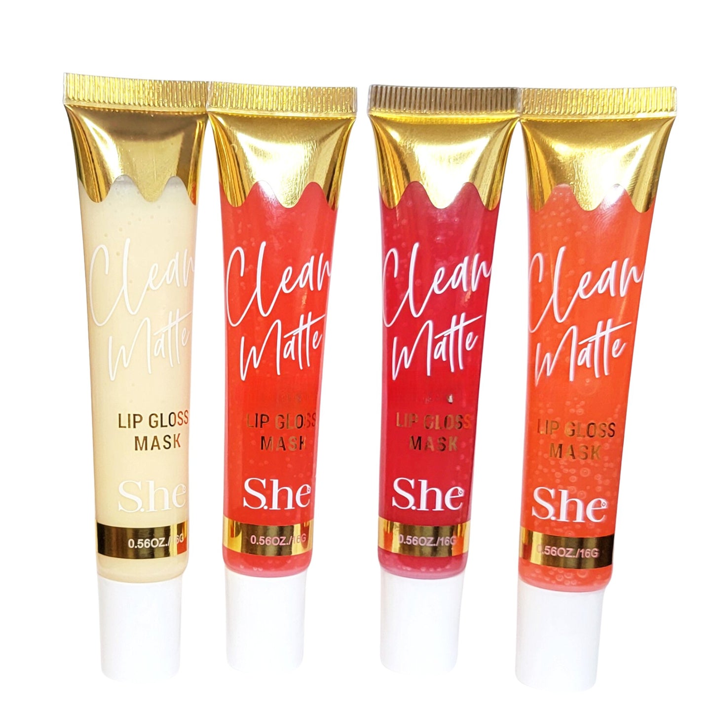 S.HE Makeup Lip Gloss Mask Set, 4 Colors per Pack