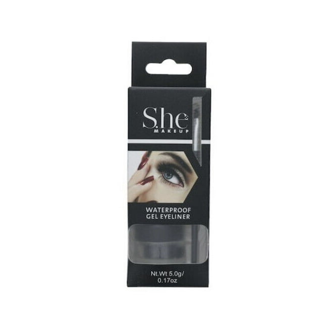 S.HE makeup Cream Eyeliner Smooth Lines Smudge Water Proof with Brush Black, 17 oz