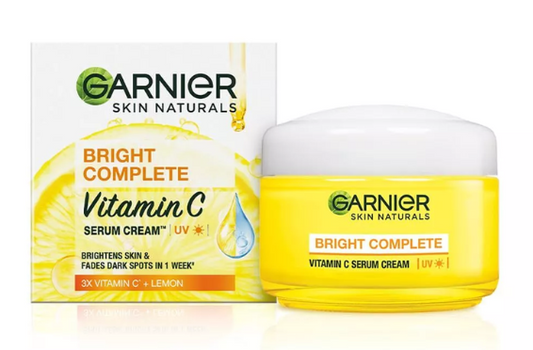 Garnier Skin Naturals Bright Complete Vitamin C Serum Cream with UV, 50ml - Brightens Skin & Fades Dark Spots