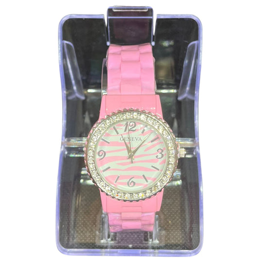 Trendy Girls & Women's Watch, Round with Strass, 1 Pc per Pack, Pink