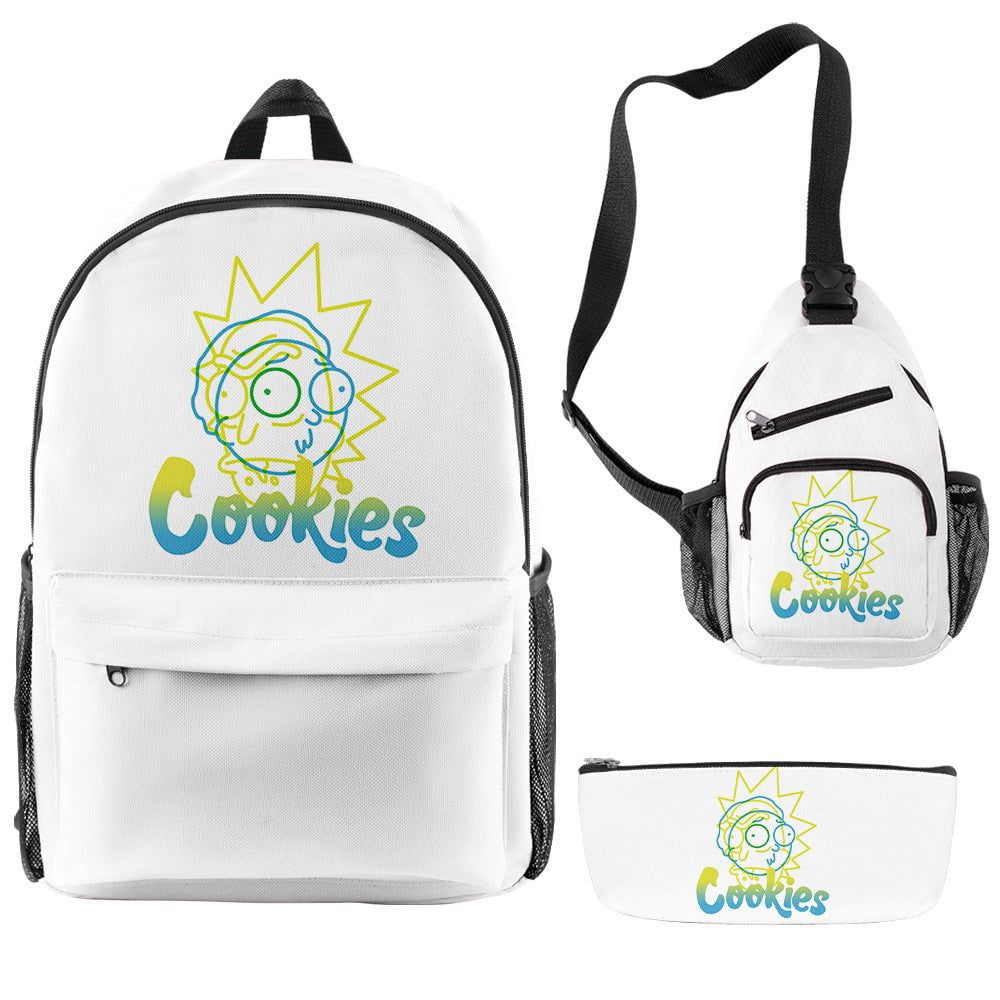 White 'Cookies' 3-Piece Backpack, Crossbody Bag, and Pencil Pouch Set