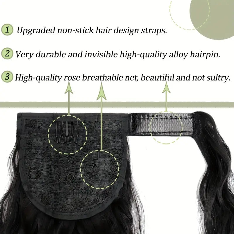 Velcro Synthetic Wrap Around Curly Hair Extensions - 22" & 34" Long Wavy Corn Hair Extensions for Women and Girls