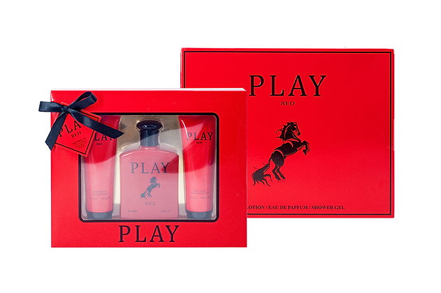 Play Red For Men Cologne Gifts Sets for Men, Eau De Toilette (3.4 fl oz), Body Lotion (3.0 fl oz), Shower Gel (3.0 fl oz), Pack of 3