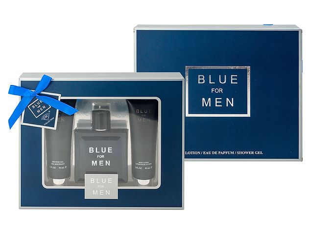 Blue For Men Cologne Gifts Sets for Men, Eau De Toilette (3.4 fl oz), Body Lotion (3.0 fl oz), Shower Gel (3.0 fl oz), Pack of 3