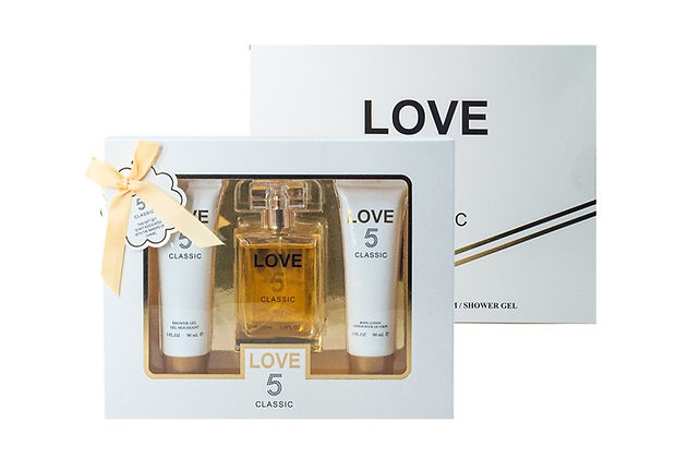 Love 5 Classic Perfume Gifts Sets for Women, Eau De Parfum (3.4 fl oz), Body Lotion (3.0 fl oz), Shower Gel (3.0 fl oz), Pack of 3
