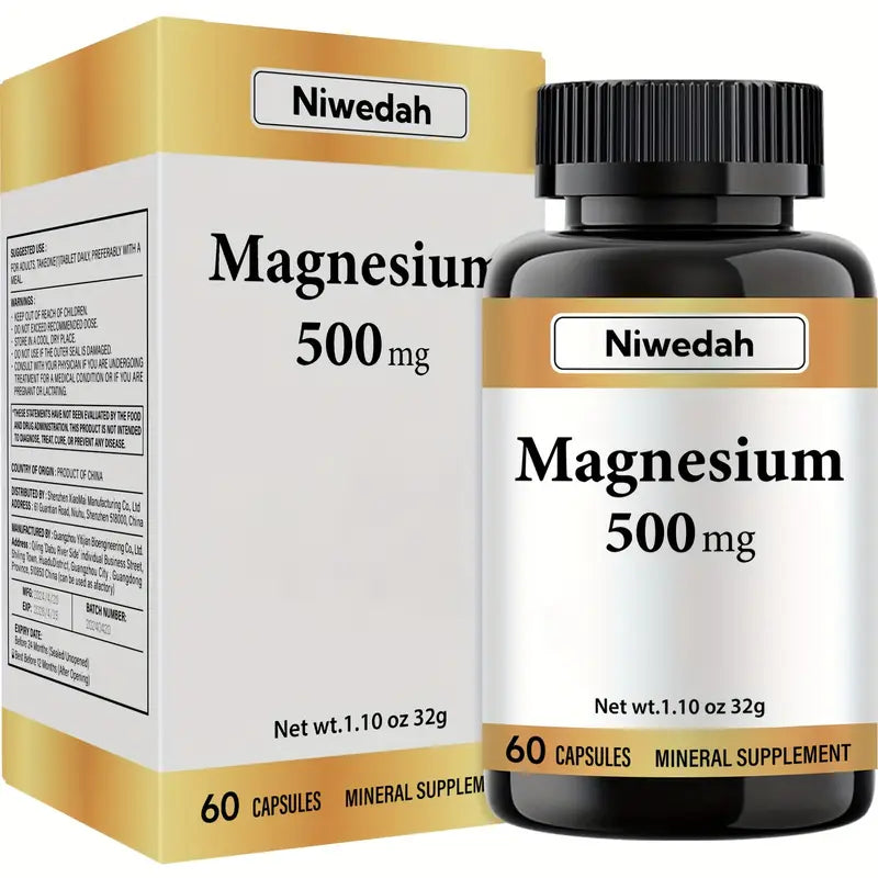 Magnesium - Dietary Fiber Supplement 500mg - 60 Capsules