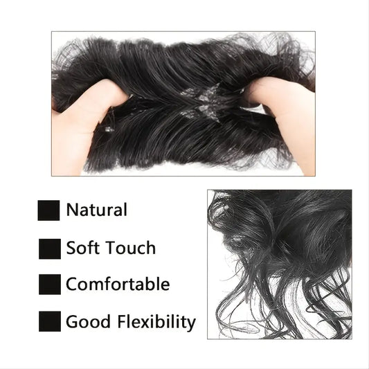 Black Brown Messy Curly Hair Bun Chignon: Synthetic Scrunchy Hair Band with synthetic Hair Tail Hairpieces - Women's Hairpins