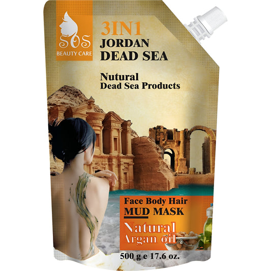 Dead Sea Natural 3 in 1 Mud Mask with Argan Oil | Face, Body & Hair | 17.6 oz.