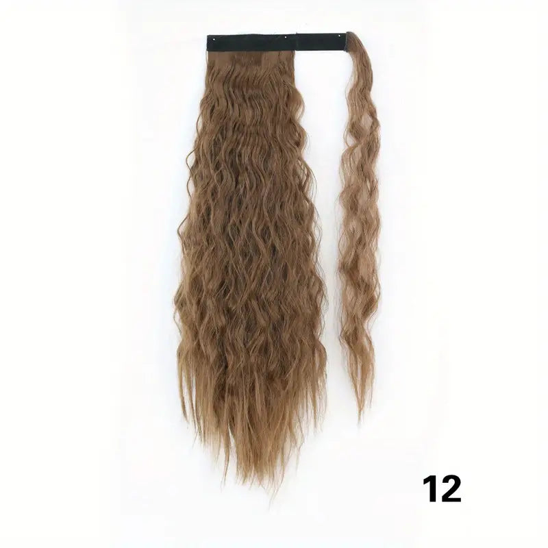Velcro Synthetic Wrap Around Curly Hair Extensions - 22" & 34" Long Wavy Corn Hair Extensions for Women and Girls