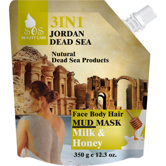 Dead Sea Natural Mud Mask With Milk & Honey | 3 in 1 | Face, Body, and Hair | 12.3 oz.