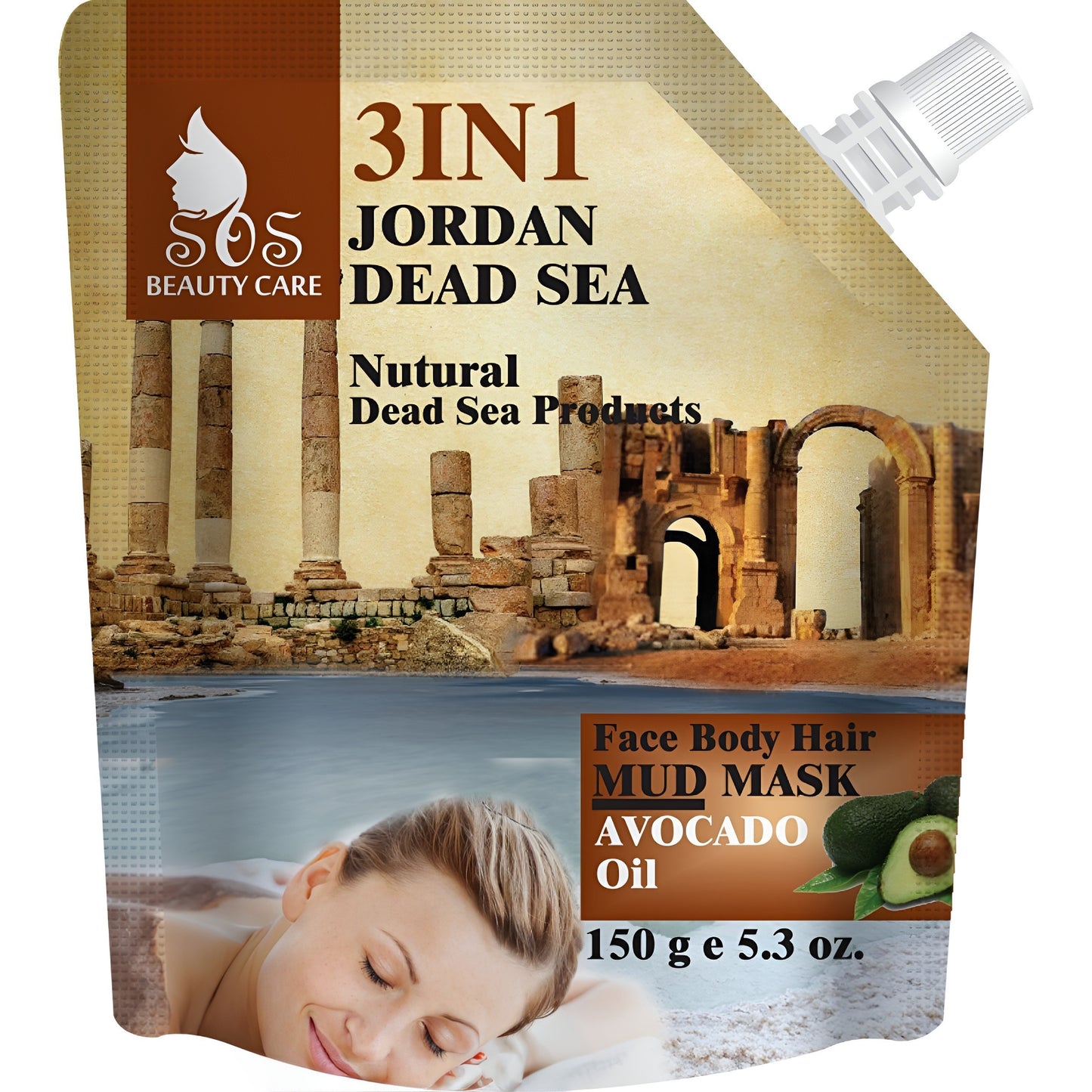 Dead Sea Natural Mud Mask With Avocado Oil | 3 in 1 | Face, Body, and Hair | 5.3 oz.