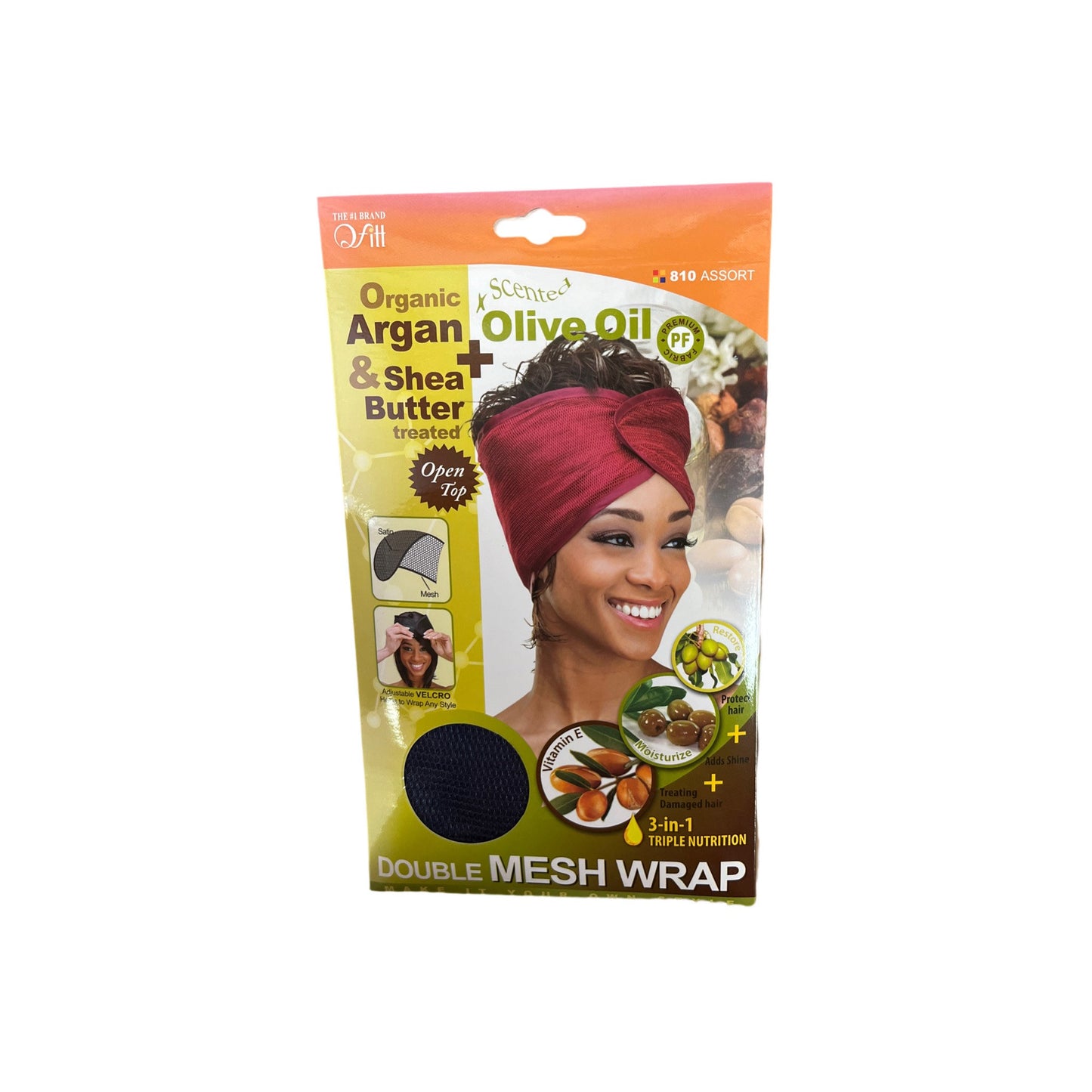 Qfitt Argan Olive Oil Shea Butter Double Mesh Wrap Adjustable |Available in many colors