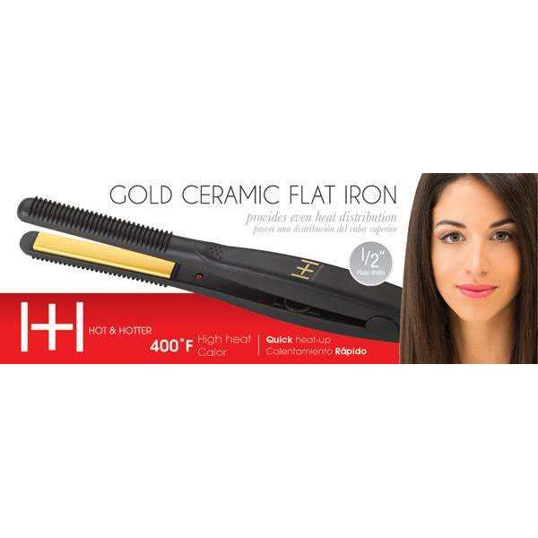 Gold Ceramic Flat Iron By Hot & Hotter | Multiple Sizes