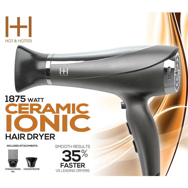 Hot & Hotter 1875 Watt Ceramic Ionic Hair Dryer Grey