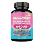Extra Strength Collagen 64,000mcg - 14-in-1 Beauty Blend with Biotin, Keratin & Hyaluronic Acid (60 Veggie Capsules)