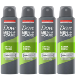 Dove Men Extra Fresh 48h Spray, International Version | Antiperspirant Deodorant, 150 ml Each, Pack of 4
