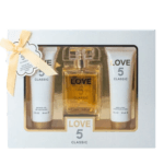 Love 5 Classic Perfume Gifts Sets for Women, Eau De Parfum (3.4 fl oz), Body Lotion (3.0 fl oz), Shower Gel (3.0 fl oz), Pack of 3