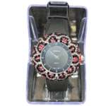 BBG Women's Watch with Tiger Pattern Lining, Black Color, 1 Pc per Pack