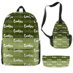 Green 'Cookies' 3-Piece Backpack, Sling Bag, and Pencil Case Set