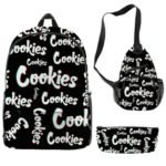 Black and White 'Cookies' 3-Piece Backpack, Sling Bag, and Pencil Case Set