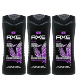 AXE Excite 3-in-1 Body Wash, Face Wash, and Hair Wash - Crisp Coconut & Black Pepper Scent, 12h Refreshing Fragrance, 400ml, Pack of 3