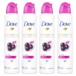 Dove Advanced Care Antiperspirant Spray - Acai Berry & Waterlily, 48H Protection (127g/220ml Each), Pack of 4