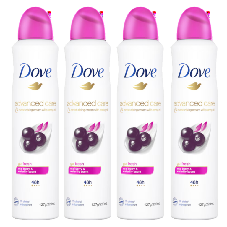 Dove Advanced Care Antiperspirant Spray - Acai Berry & Waterlily, 48H Protection (127g/220ml Each), Pack of 4 - Image 1