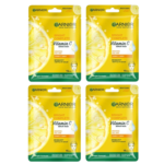 Garnier Skin Naturals Bright Complete Vitamin C Serum Mask, 15 min - Brightens Dull Skin, Pack of 4