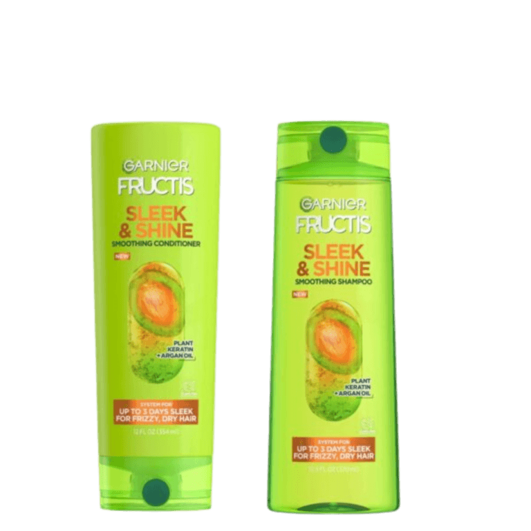 Garnier Fructis Sleek & Shine Fortifying Shampoo 12.5 fl. oz & Conditioner 12 fl. oz Set for Frizzy Hair, 2 Items per Pack - Image 1