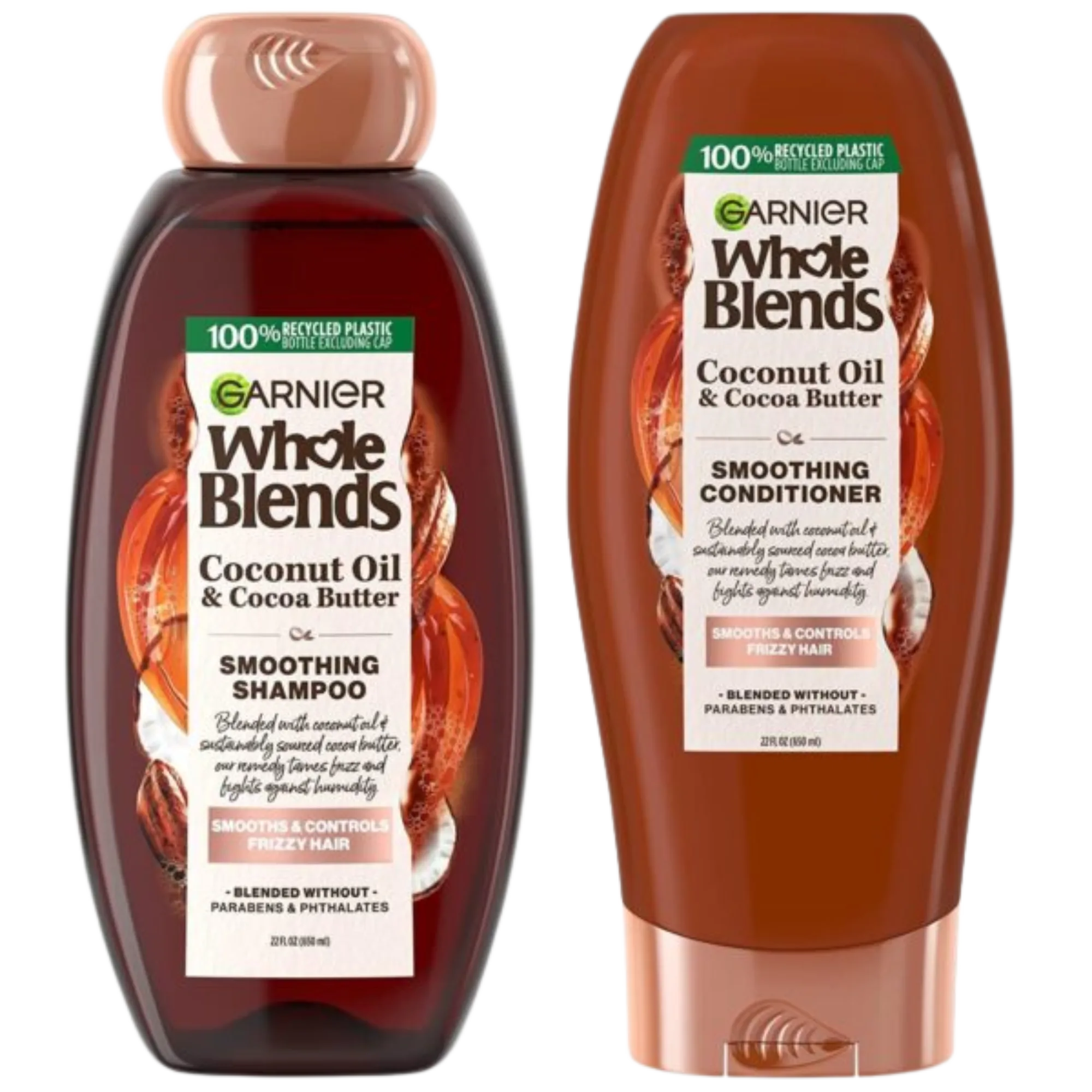 Garnier Whole Blends: Coconut Oil & Cocoa Butter Smoothing Shampoo and Conditioner Set for Frizzy Hair - 22 Fl Oz (2 Items) - Image 1